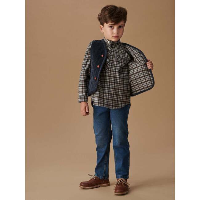 Navy Check Mateo Long Sleeve Boy Shirt - Shirts - 2