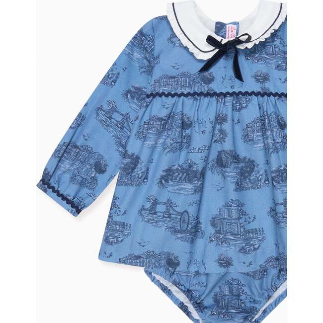 Blue Toile De Jouy Luisetta Baby Girl Set - Mixed Apparel Set - 3