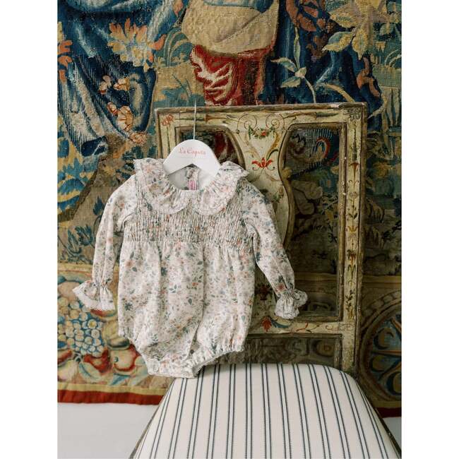 Ivory Floral Lorena Baby Girl Romper - Rompers - 2