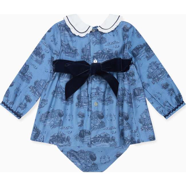 Blue Toile De Jouy Luisetta Baby Girl Set - Mixed Apparel Set - 4