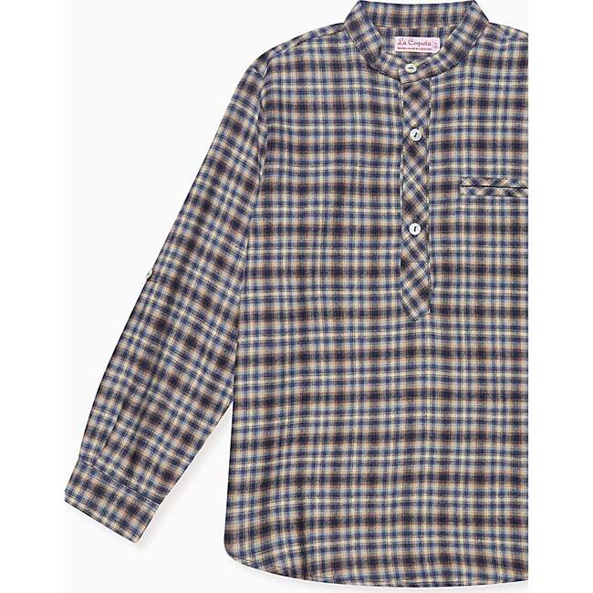 Navy Check Mateo Long Sleeve Boy Shirt - Shirts - 3