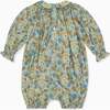 Blue Floral Palma Baby Girl Hand-Smocked Romper - Rompers - 3