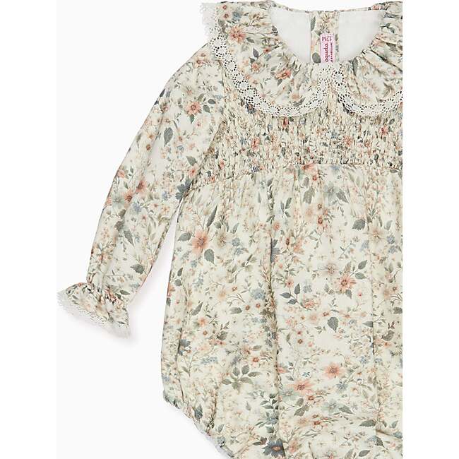 Ivory Floral Lorena Baby Girl Romper - Rompers - 3