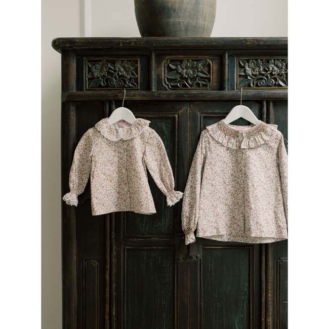 Pink Floral Emanuela Long Sleeve Hand-Smocked Girl Shirt - Shirts - 5