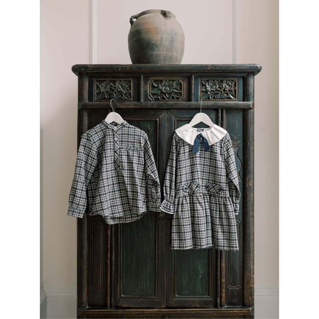Navy Check Mateo Long Sleeve Boy Shirt - Shirts - 5