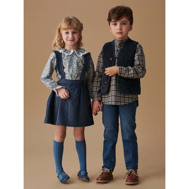 Navy Check Mateo Long Sleeve Boy Shirt - Shirts - 6