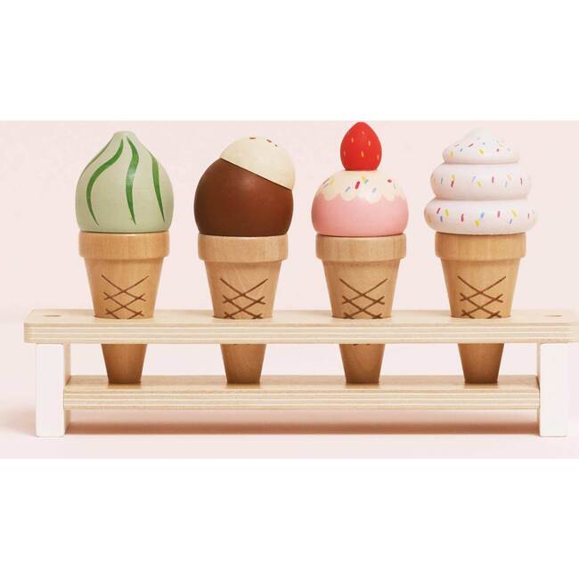 Wooden Ice Cream Cones Set - Play Food - 5