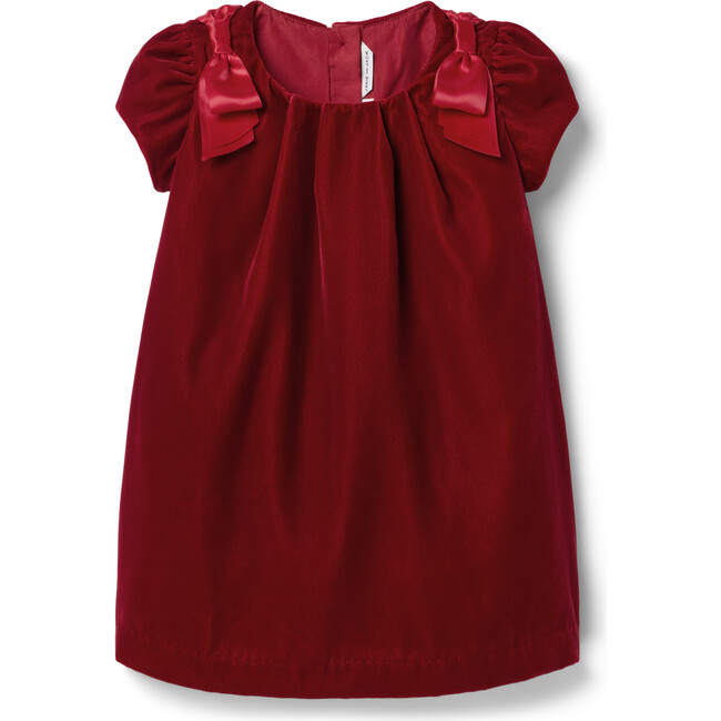 The Velvet Shoulder Bow Dress, Red