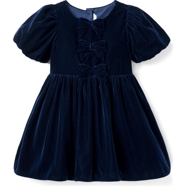 The Velvet Bow Dress, Navy