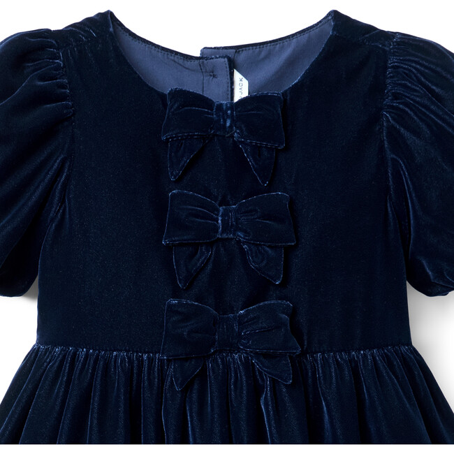The Velvet Bow Dress, Navy - Dresses - 2