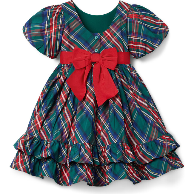The Bow-Tied Tartan Dress, Green - Dresses - 2