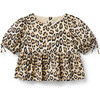 Leopard Puff Sleeve Peplum Top - Blouses - 1 - thumbnail