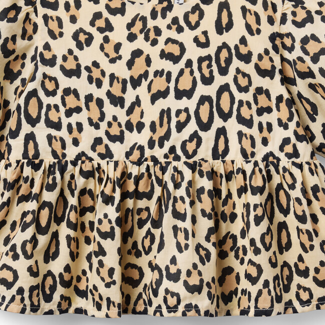 Leopard Puff Sleeve Peplum Top - Blouses - 2