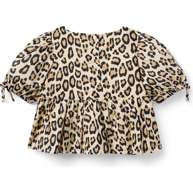 Leopard Puff Sleeve Peplum Top - Blouses - 3