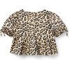 Leopard Puff Sleeve Peplum Top - Blouses - 3
