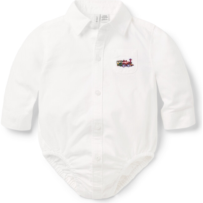 Baby Train Oxford Bodysuit