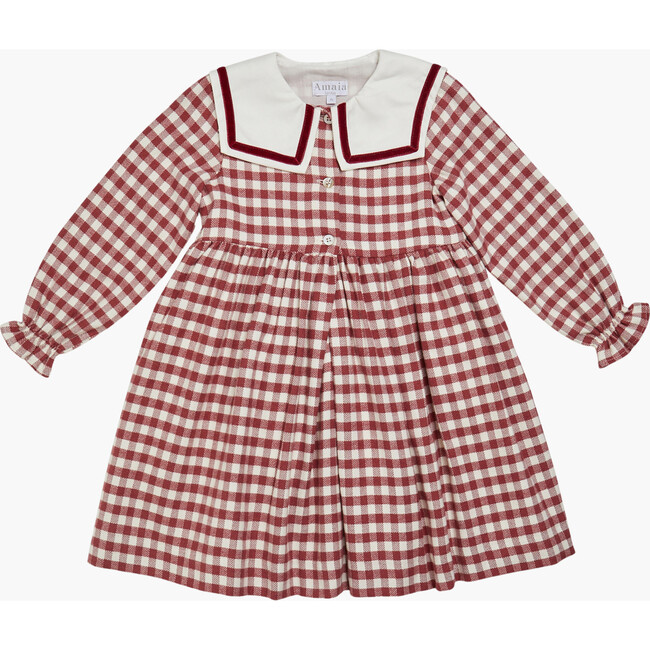 Nellie Dress Emerised Burgundy Check