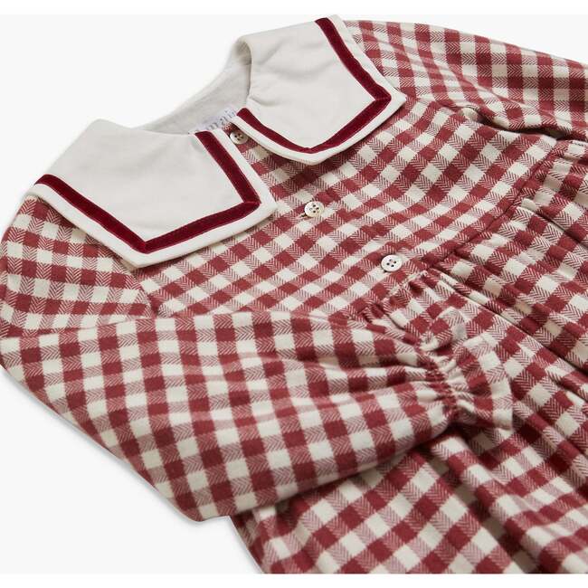 Nellie Dress Emerised Burgundy Check - Dresses - 3