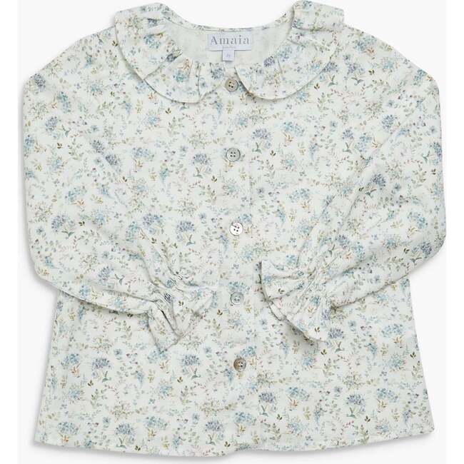 Amelia Blouse Dusty Blue Minifloral