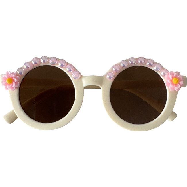 Pink Daises Alina Round Sunnies, White