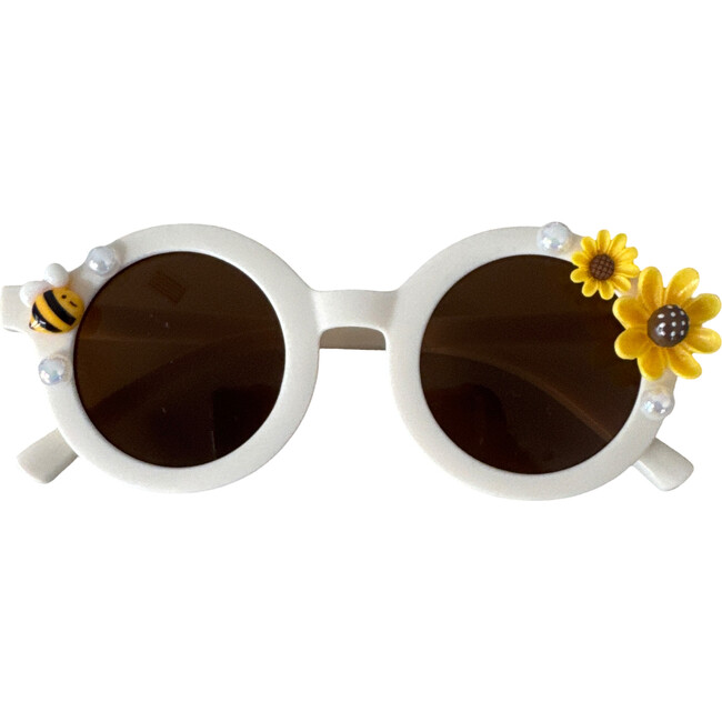 Bee Floral Alina Round Sunnies, White