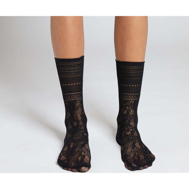 Peony Lace Crew Socks, Off White