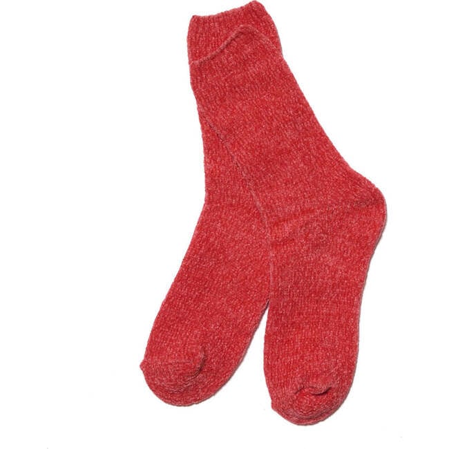 Fuzzy Crew Socks, Red