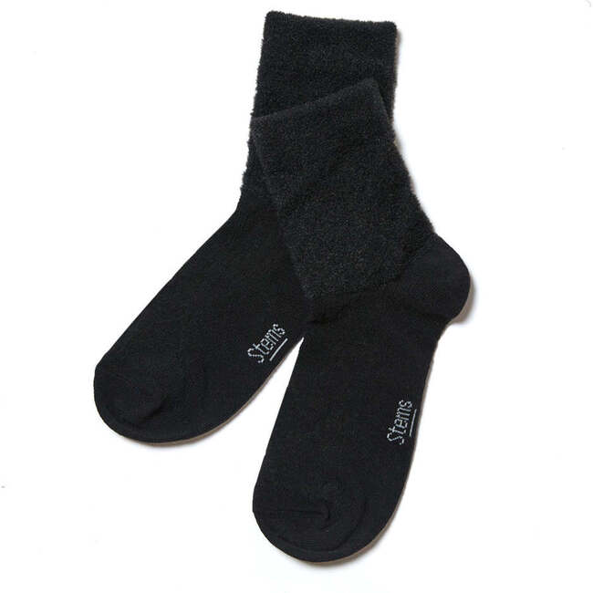 Fleur Crew Socks, Black