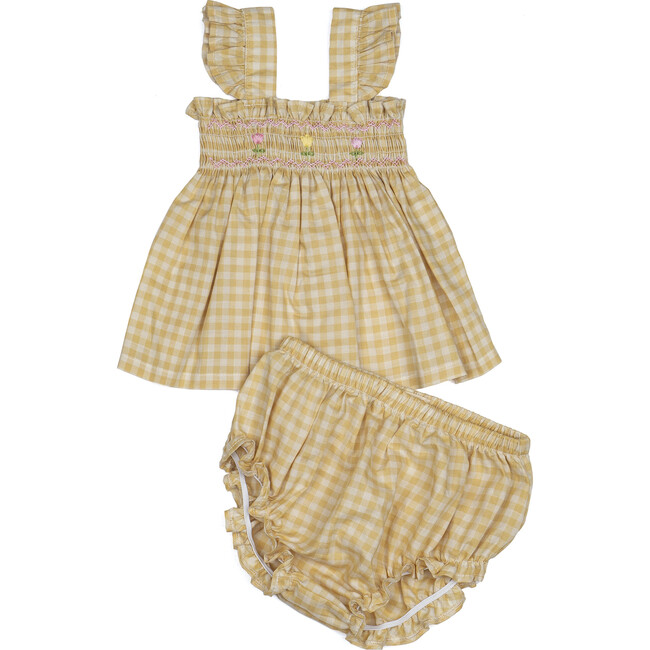 Flutter Two Piece Set, Yellow Gingham - Mixed Apparel Set - 1