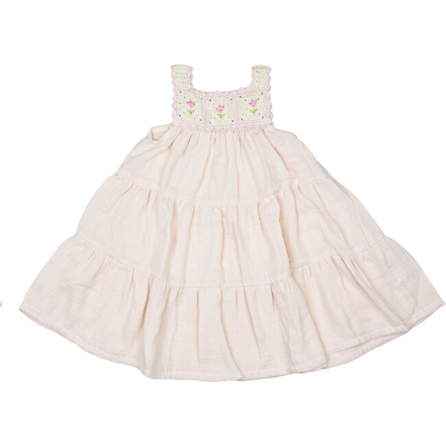 Crochet Dress, Pink Tulip - Dresses - 1