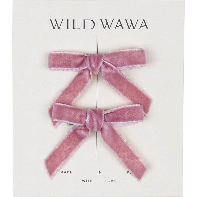 Velvet Bow Clip Set, Pink Bows