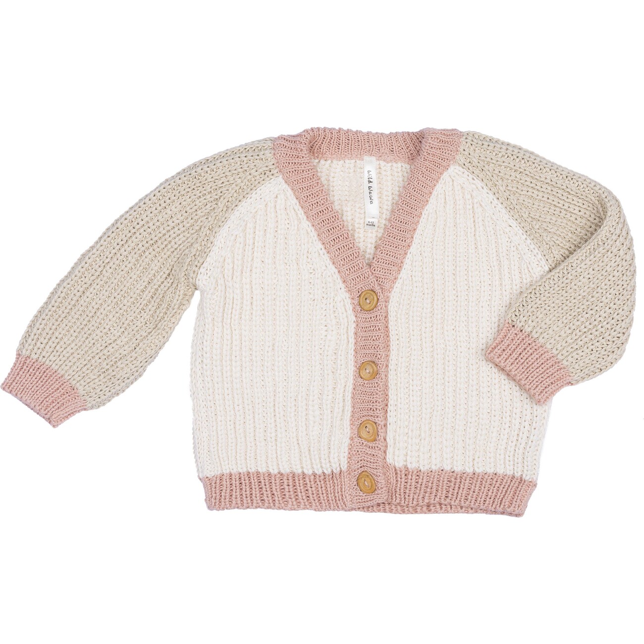 Rainbow Cardigan, Natural/Old Rose - Wild Wawa Tops | Maisonette
