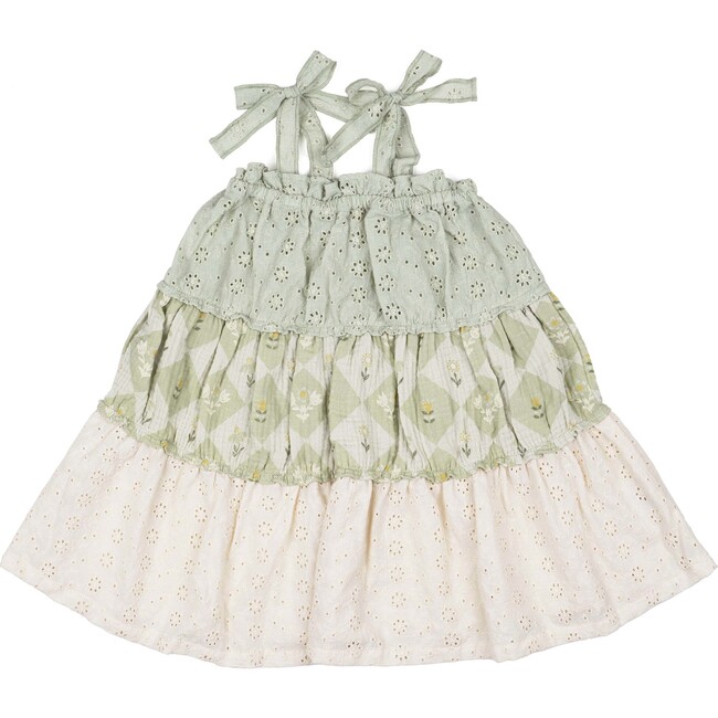 Amber Dress, Patchwork Green - Dresses - 1