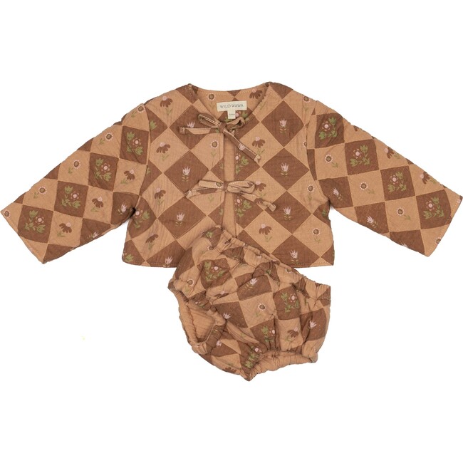 Quilted Jacket Set, Patchwork Floral Dusted Clay - Mixed Apparel Set - 1