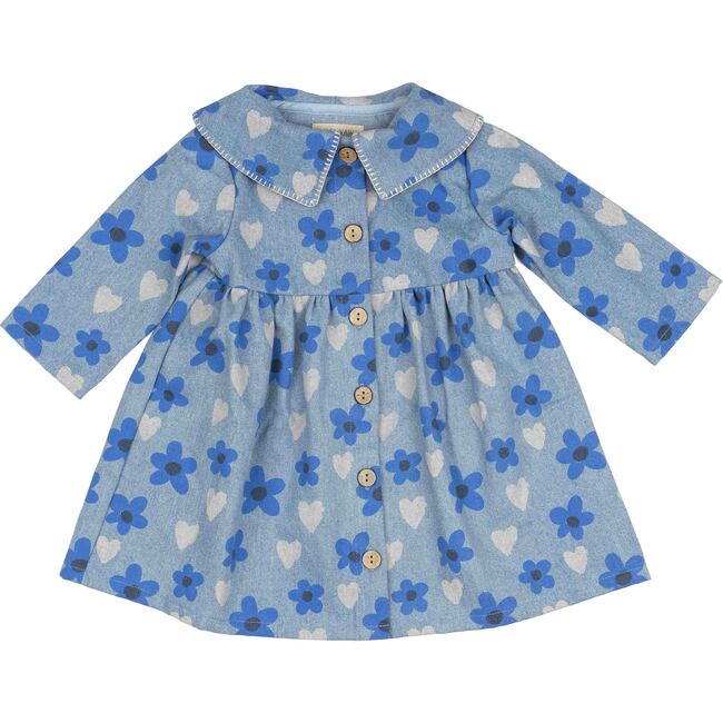 Clementine Dress, Floral Hearts Denim - Dresses - 1