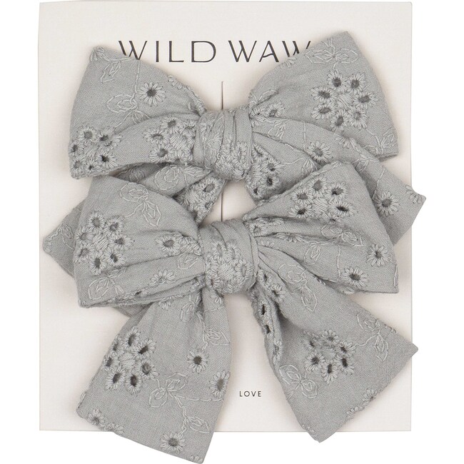 Bow Clip Set, Dusted Blue - Hair Accessories - 1