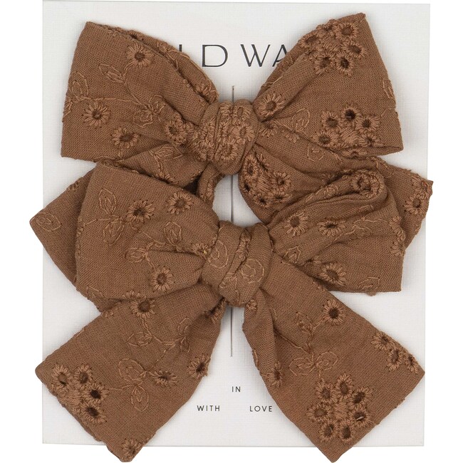 Bow Clip Set, Cinnamon - Hair Accessories - 1