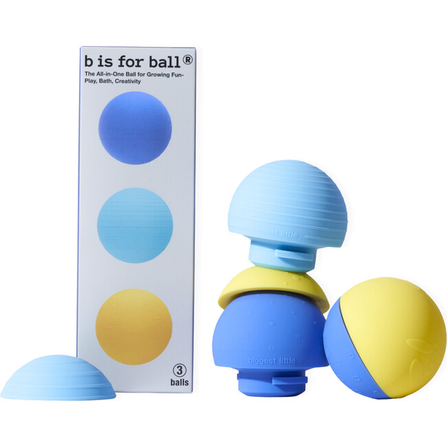 All-in-One Baby Ball Gift Set for Sensory Bath & Play, Yellow/Navy/Blue