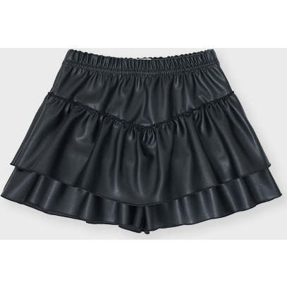 Faux Leather Skort, Black