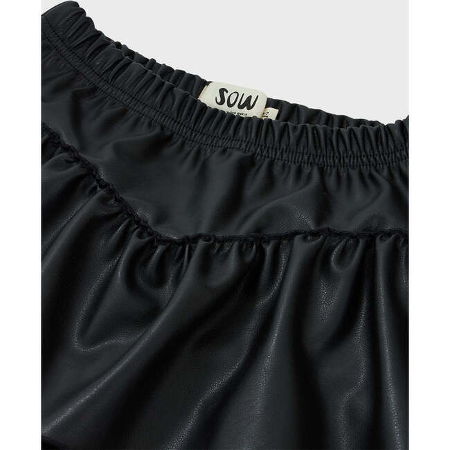 Faux Leather Skort, Black - Skirts - 4