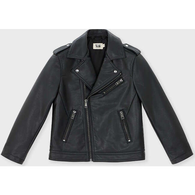 Faux Leather Moto Jacket, Black