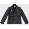 Faux Leather Moto Jacket, Black - Jackets - 1 - thumbnail