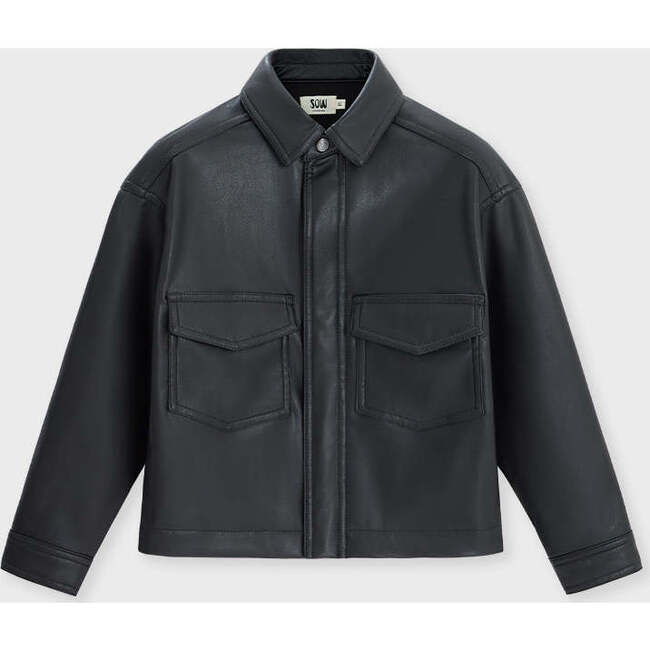 Faux Leather Boxy Shirt