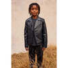 Faux Leather Moto Jacket, Black - Jackets - 2