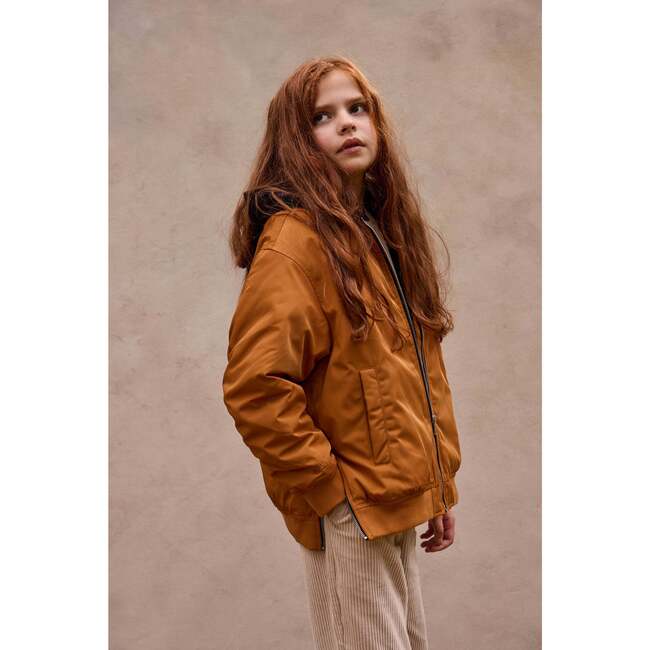Padded Bomber Jacket With Removable Hood, Sudan Brown - Jackets - 2