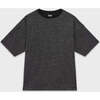 Cropped Glitter Ribbed T-Shirt, Silver - T-Shirts - 1 - thumbnail