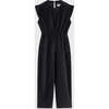 Cotton Velvet Jumpsuit, Black - Jumpsuits - 1 - thumbnail