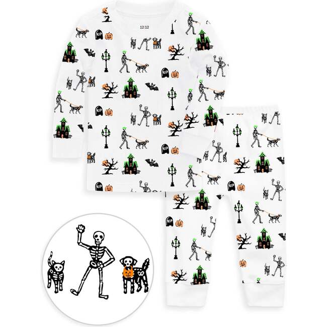 The Organic Long Sleeve Pajama Set, Spooky Skeletons