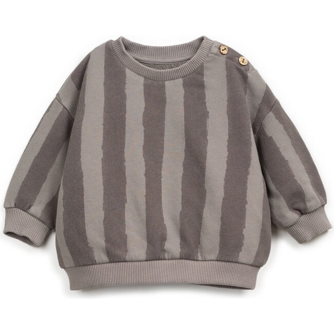 Striped Fleece Sweatshirt, Grey