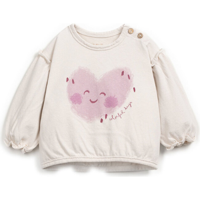 Smiling Heart Long Sleeve T-Shirt, Cream